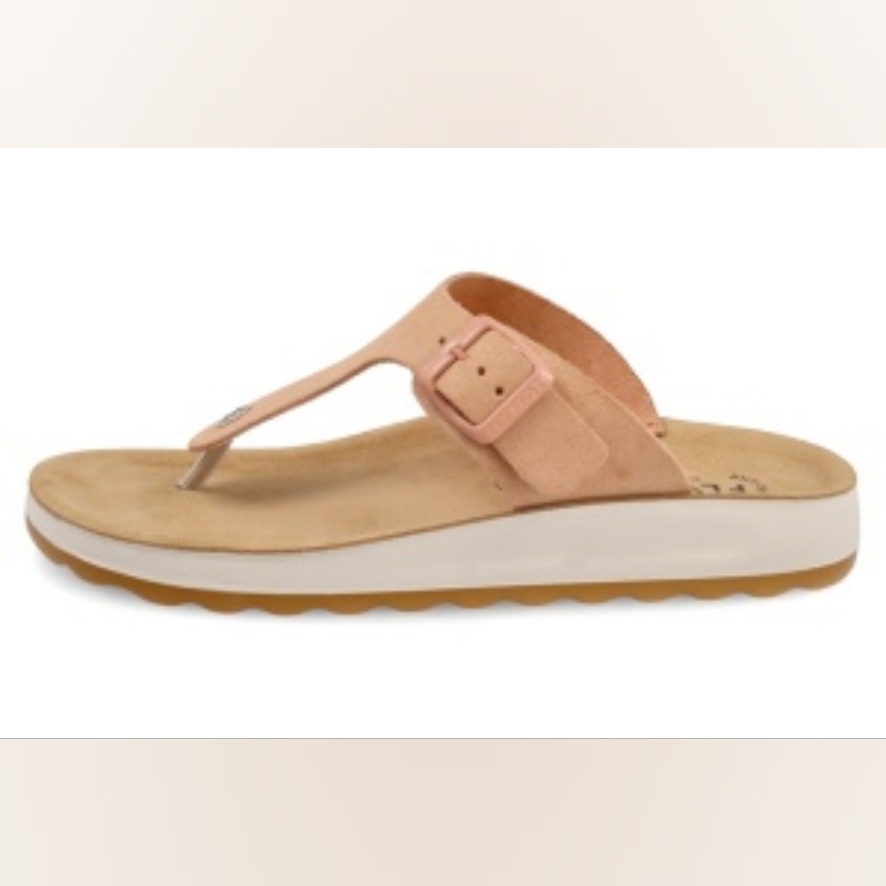 Fly Flot. Woman's Leather Soled Slipper - ROSA ANTICO. Size 7